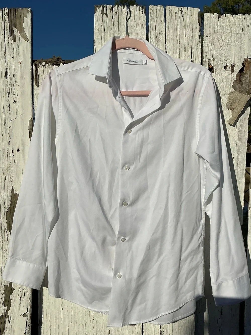 Calvin Klein Men's White Long-Sleeve Dress Shirt